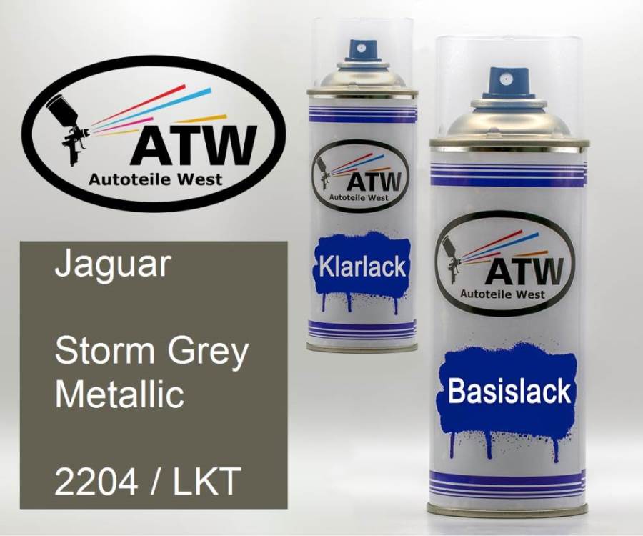 Jaguar, Storm Grey Metallic, 2204 / LKT: 400ml Sprühdose + 400ml Klarlack - Set, von ATW Autoteile West.